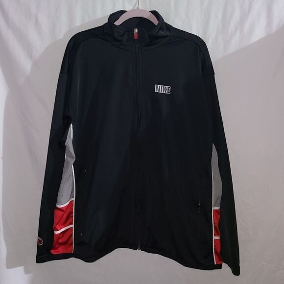 Nike Basketball Black Red Full Zip Sweater Size M - Picture 1 of 10
